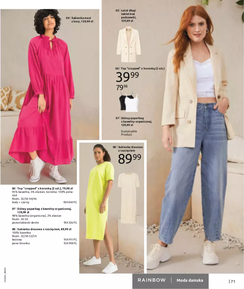 Gazetka promocyjna Bonprix - Wiosenna moda - ważna 07.03 do 03.09.2022 - strona 73 - produkty: Dres, Dżinsy, Limonka, Sukienka, Top, Wełna