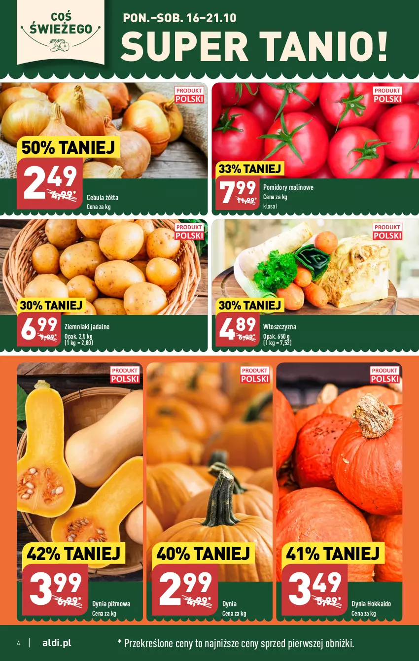 Gazetka promocyjna Aldi - Pełna oferta - ważna 16.10 do 21.10.2023 - strona 4 - produkty: Cebula, Pomidory, Ziemniaki