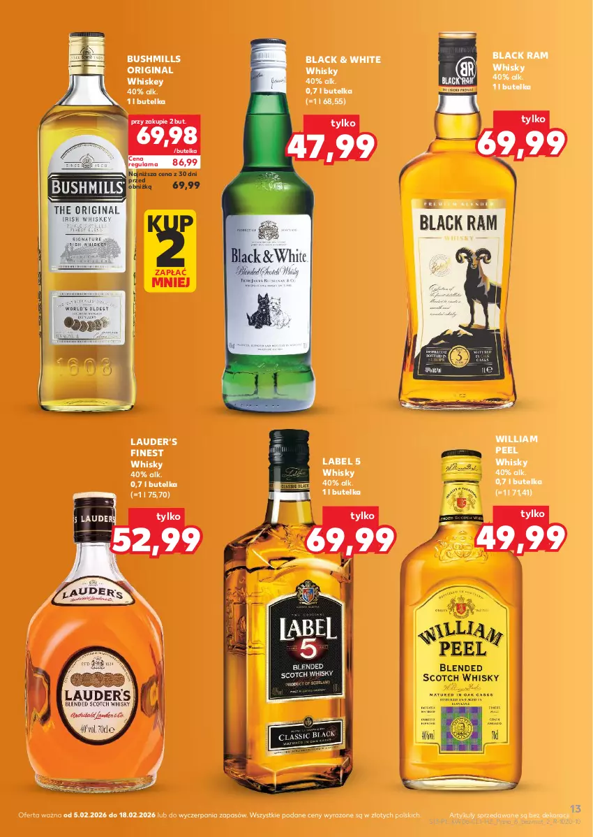 Gazetka promocyjna Kaufland - Barek Kauflandu - ważna 05.02 do 18.02.2026 - strona 13 - produkty: Bushmills, Gin, Lack, Whiskey, Whisky