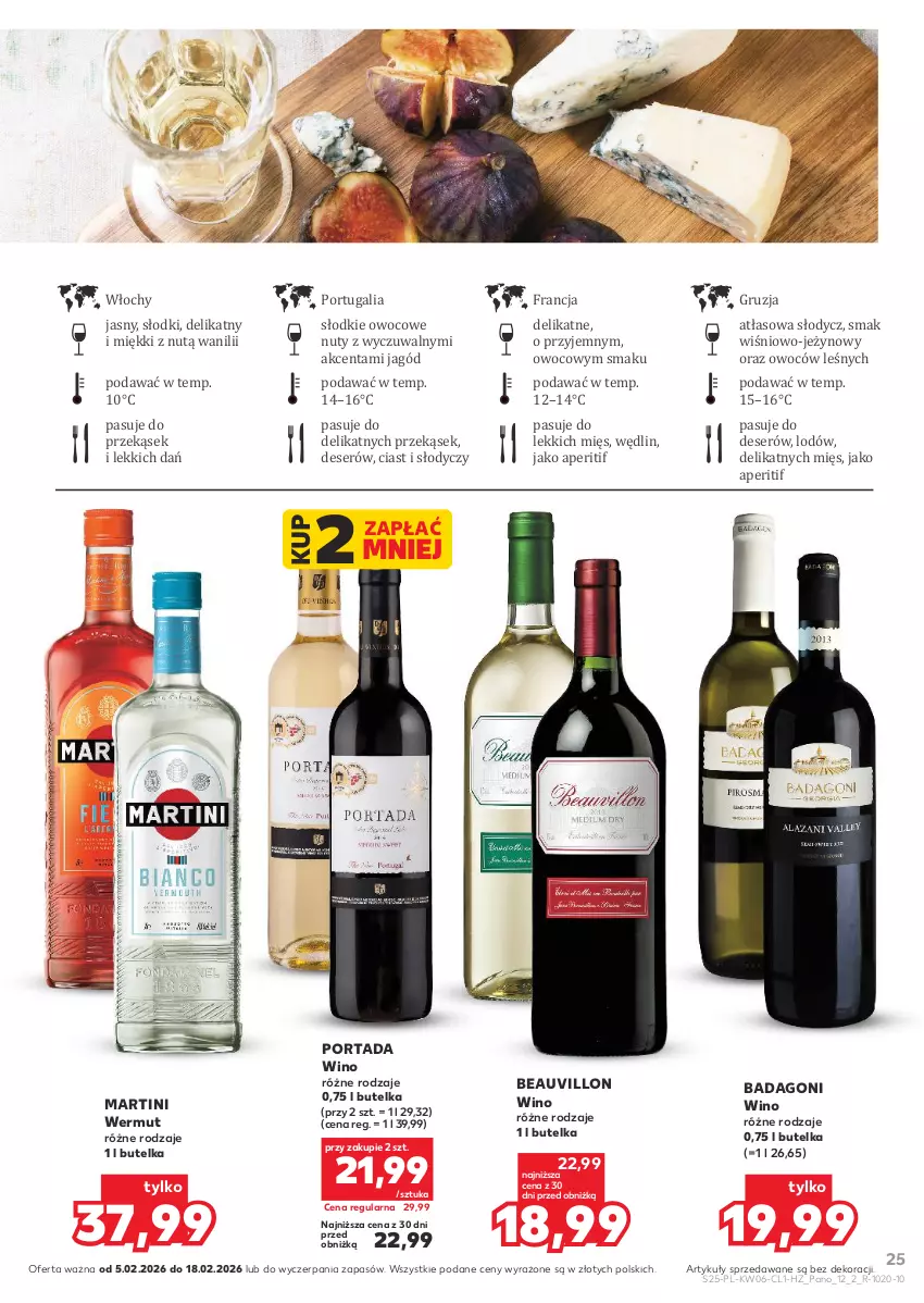 Gazetka promocyjna Kaufland - Barek Kauflandu - ważna 05.02 do 18.02.2026 - strona 25 - produkty: Deser, Martini, Nuty, Por, Portada, Ser, Wino
