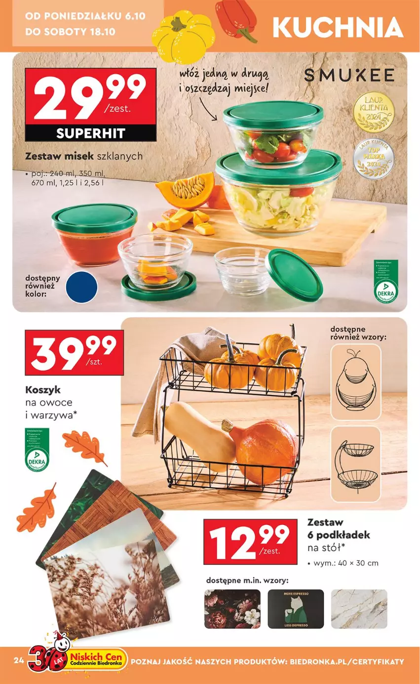 Gazetka promocyjna Biedronka - Okazje Tygodnia - ważna 06.10 do 18.10.2025 - strona 24 - produkty: Kosz, Owoce, Podkład, Stół, Warzywa