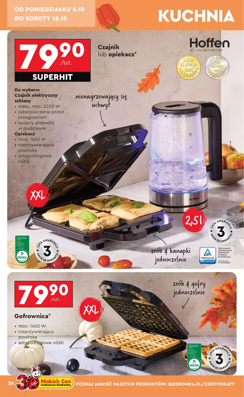 Gazetka promocyjna Biedronka - Okazje Tygodnia - ważna 06.10 do 18.10.2025 - strona 26 - produkty: Czajnik, Gofrownica, Piec, Przewód