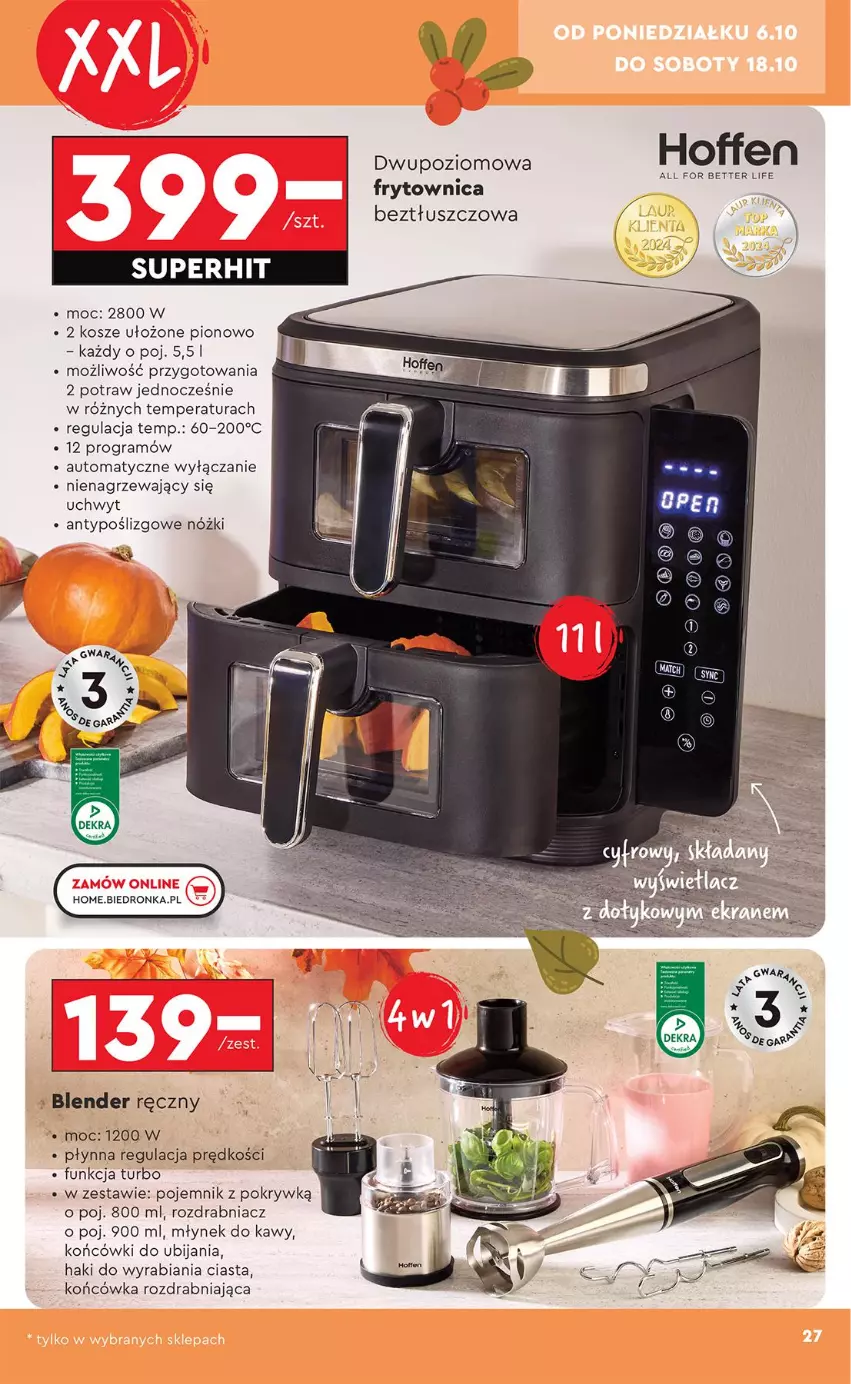 Gazetka promocyjna Biedronka - Okazje Tygodnia - ważna 06.10 do 18.10.2025 - strona 27 - produkty: Blender, Blender ręczny, Gra, Kosz, Młynek, Młynek do kawy, Pojemnik, Pojemnik z pokrywką, Rozdrabniacz
