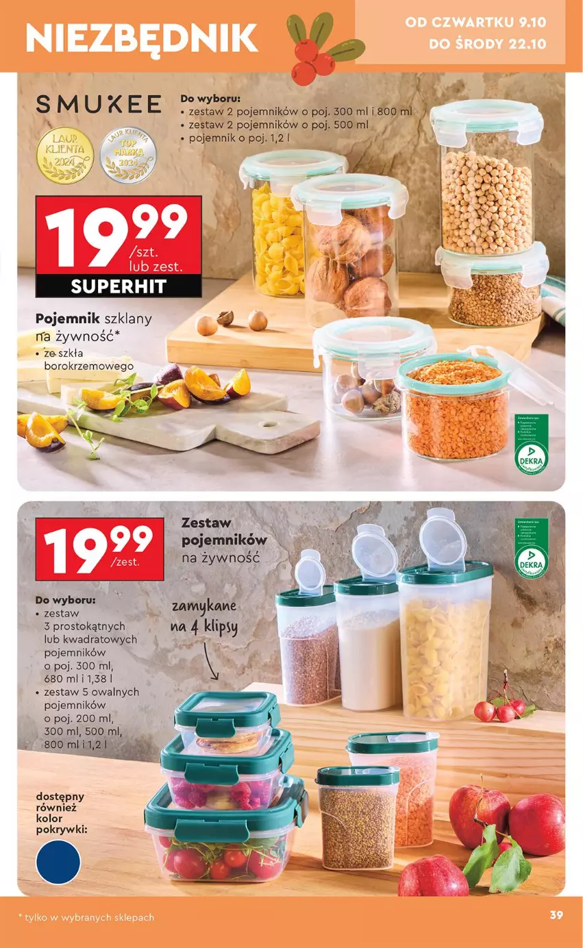 Gazetka promocyjna Biedronka - Okazje Tygodnia - ważna 06.10 do 18.10.2025 - strona 39 - produkty: Pojemnik, Pojemnik szklany