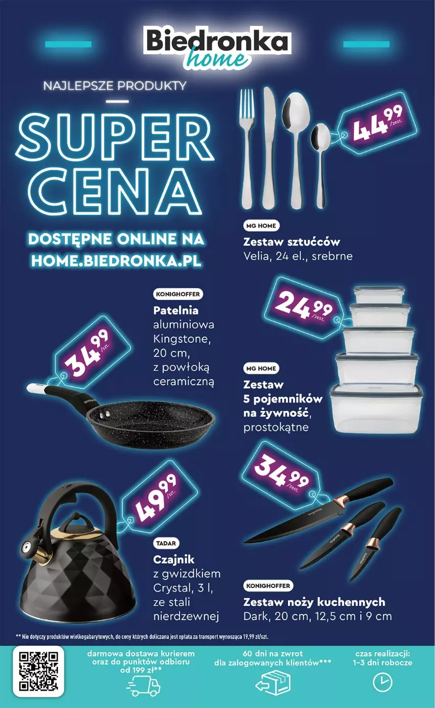 Gazetka promocyjna Biedronka - Okazje Tygodnia - ważna 06.10 do 18.10.2025 - strona 44 - produkty: Czajnik, Noż, Patelnia, Pojemnik, Por, Sport, Tran, Zestaw sztućców