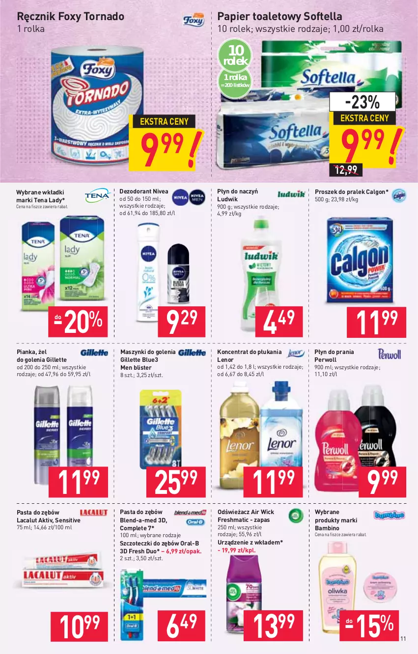 Gazetka promocyjna Stokrotka - Market - ważna 08.07 do 14.07.2021 - strona 11 - produkty: Air Wick, Blend-a-Med, Calgon, Dezodorant, Foxy, Gillette, Lacalut, Lenor, LG, Ludwik, Nivea, Papier, Papier toaletowy, Pasta do zębów, Perwoll, Płyn do prania, Ręcznik, Wkładki