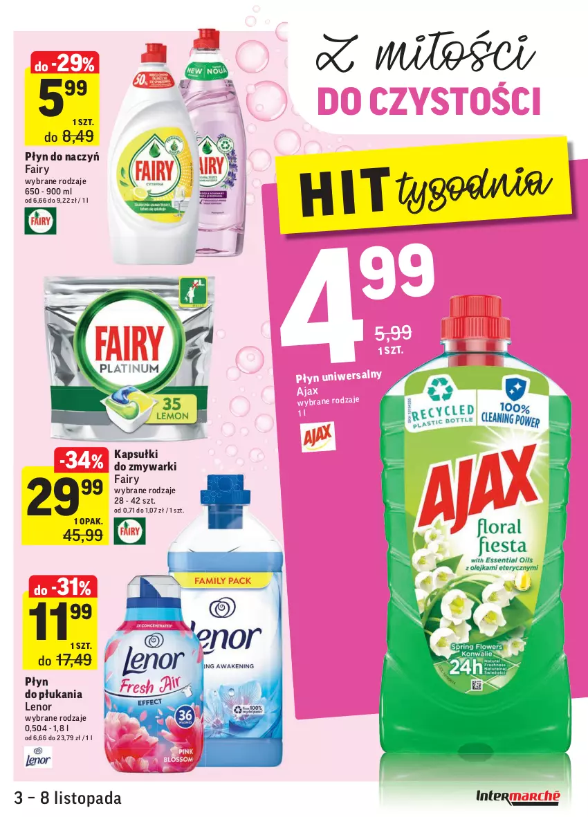 Gazetka promocyjna Intermarche - Gazetka promocyjna - ważna 03.11 do 08.11.2021 - strona 31 - produkty: Fa, Fairy, Lenor, Płyn do płukania, Top, Zmywarki