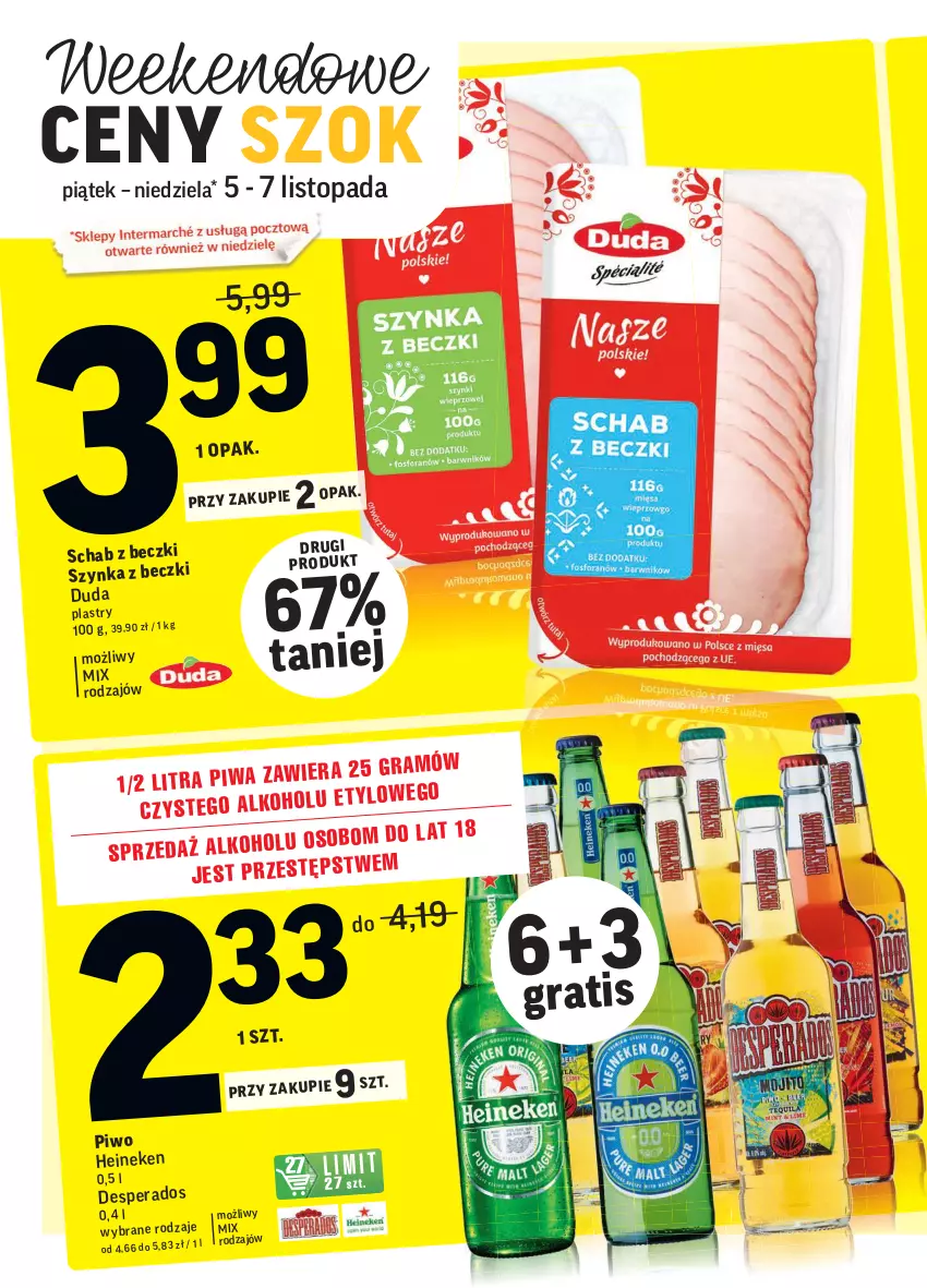 Gazetka promocyjna Intermarche - Gazetka promocyjna - ważna 03.11 do 08.11.2021 - strona 39 - produkty: Desperados, Duda, Heineken, Piwo, Top