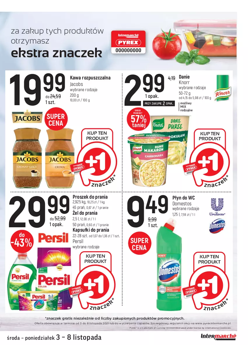 Gazetka promocyjna Intermarche - Gazetka promocyjna - ważna 03.11 do 08.11.2021 - strona 7 - produkty: Domestos, Gra, Jacobs, Kapsułki do prania, Kawa, Kawa rozpuszczalna, Knorr, Persil, Płyn do wc, Por, Proszek do prania, Top