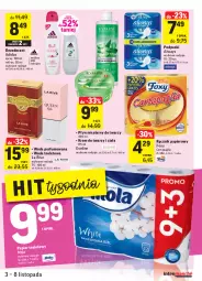 Gazetka promocyjna Intermarche - Gazetka promocyjna - Gazetka - ważna od 08.11 do 08.11.2021 - strona 33 - produkty: Woda perfumowana, Krem do twarzy, Top, Papier, Eveline, Dezodorant, Płyn micelarny, Perfum, Adidas, Ręcznik, Rolki, Woda toaletowa, Mola, Always, Podpaski, La Rive, Foxy, Woda