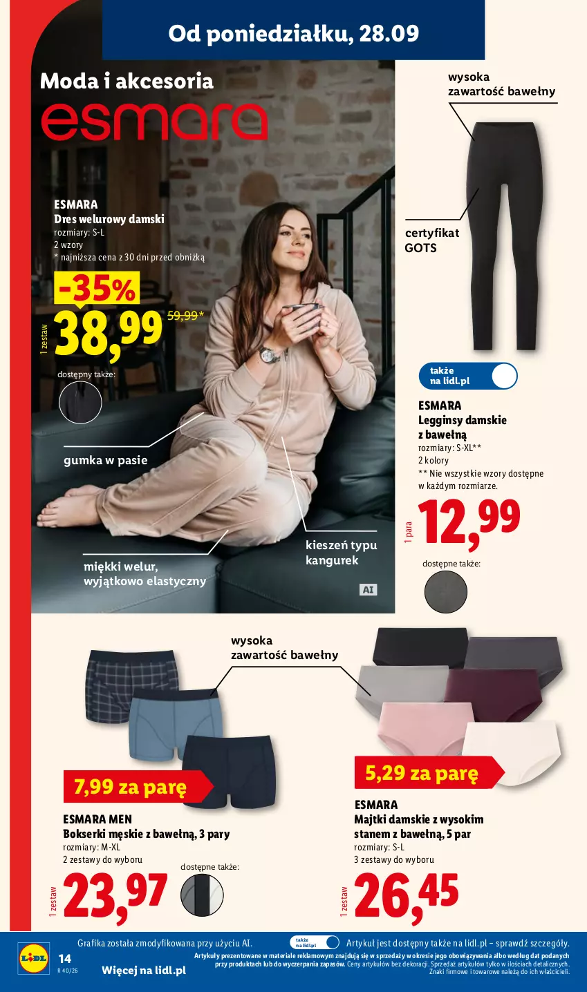 Gazetka promocyjna Lidl - Gazetka ważna od 28.09. do 03.10. - ważna 28.09 do 03.10.2026 - strona 18 - produkty: Bokserki, Dres, Gin, Gra, Grafika, Legginsy, Majtki, Moda, Ser, Sok