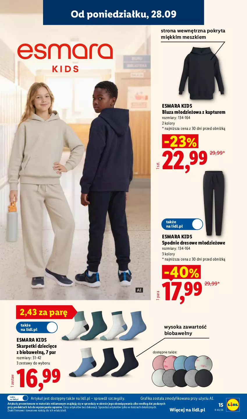 Gazetka promocyjna Lidl - Gazetka ważna od 28.09. do 03.10. - ważna 28.09 do 03.10.2026 - strona 19 - produkty: Bluza, Dres, Dzieci, Gra, Grafika, Karp, Skarpetki, Sok, Spodnie, Spodnie dresowe