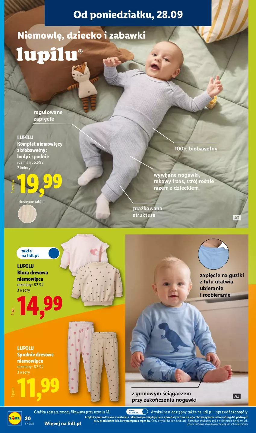 Gazetka promocyjna Lidl - Gazetka ważna od 28.09. do 03.10. - ważna 28.09 do 03.10.2026 - strona 24 - produkty: Bluza, Bluza dresowa, Body, Dres, Gra, Grafika, Spodnie, Spodnie dresowe