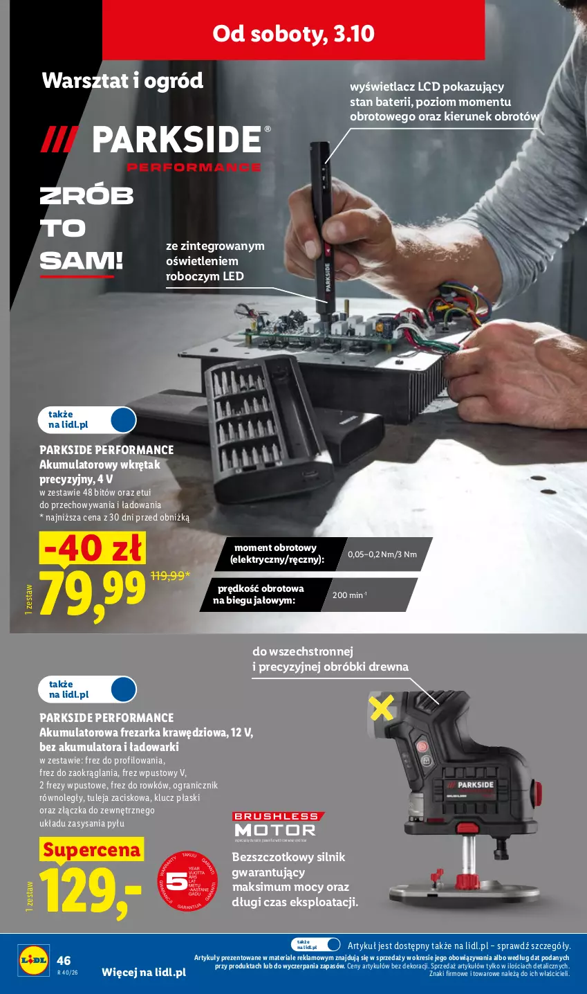 Gazetka promocyjna Lidl - Gazetka ważna od 28.09. do 03.10. - ważna 28.09 do 03.10.2026 - strona 54 - produkty: Akumulator, Frezarka, Gra, Ogród, Parkside, Wkręt