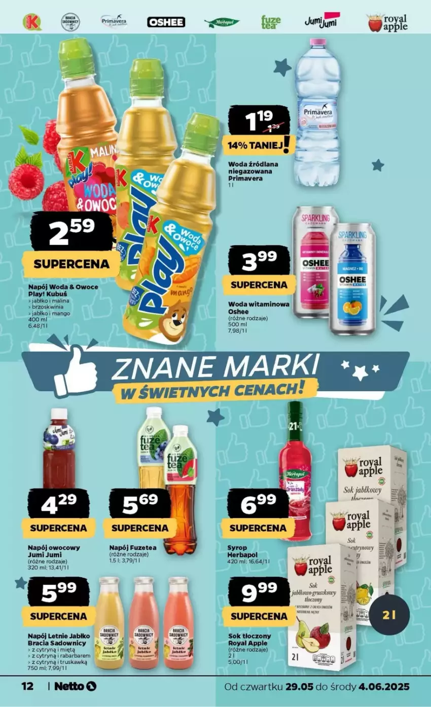 Gazetka promocyjna Netto - ważna 29.05 do 04.06.2025 - strona 4 - produkty: Fa, Herbapol, Kubuś, Mango, Napój, Oshee, Owoce, Prima, Sok, Syrop, Woda