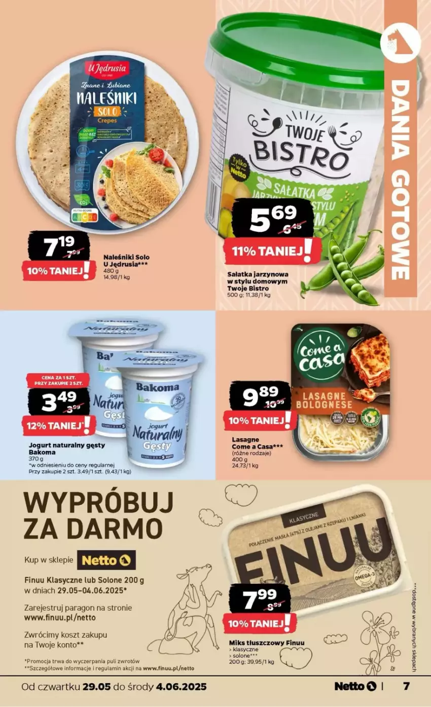 Gazetka promocyjna Netto - ważna 29.05 do 04.06.2025 - strona 58 - produkty: Bakoma, Finuu, Jogurt, Jogurt naturalny, Kosz, Lasagne, Miks tłuszczowy, Naleśniki, Sałat, Sałatka