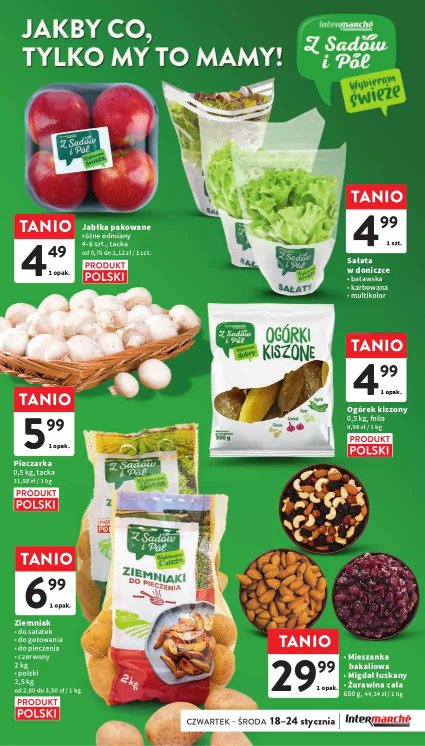 Gazetka promocyjna Intermarche - Gazetka Intermarche - ważna 18.01 do 24.01.2024 - strona 17 - produkty: Jabłka, Mieszanka bakaliowa, Ogórek, Piec, Pieczarka, Sałat