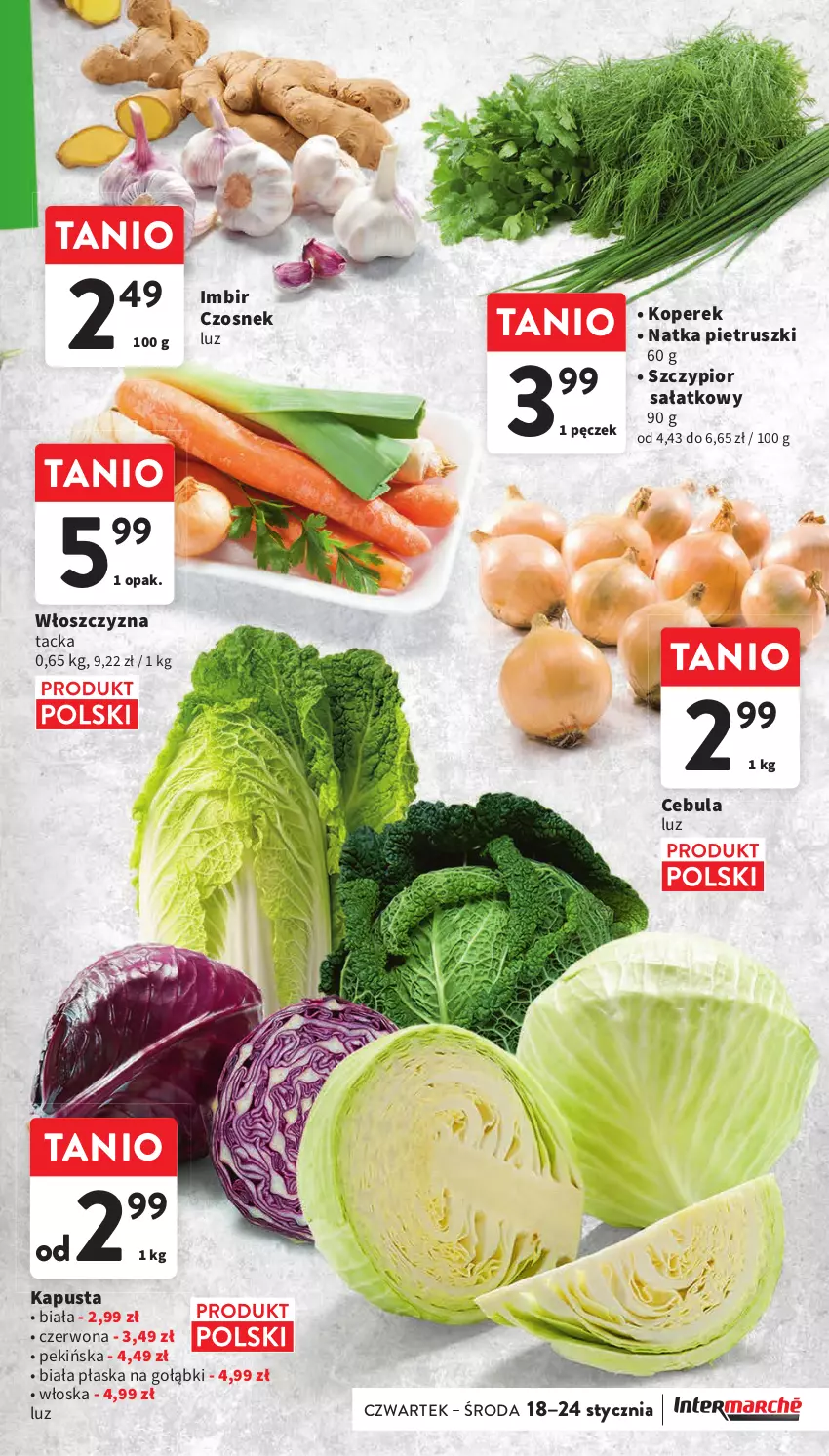 Gazetka promocyjna Intermarche - Gazetka Intermarche - ważna 18.01 do 24.01.2024 - strona 19 - produkty: Cebula, Czosnek, Imbir, Natka pietruszki, Sałat