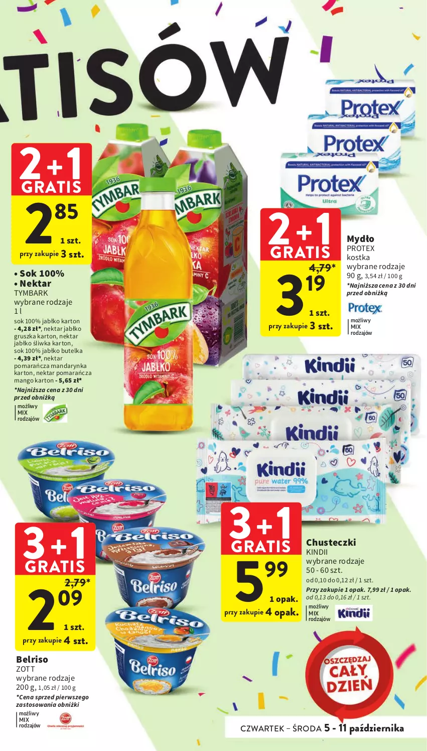 Gazetka promocyjna Intermarche - Gazetka Intermarche - ważna 05.10 do 11.10.2023 - strona 5 - produkty: Belriso, Chusteczki, Gra, Kindii, Mango, Mydło, Nektar, Sok, Tymbark, Zott