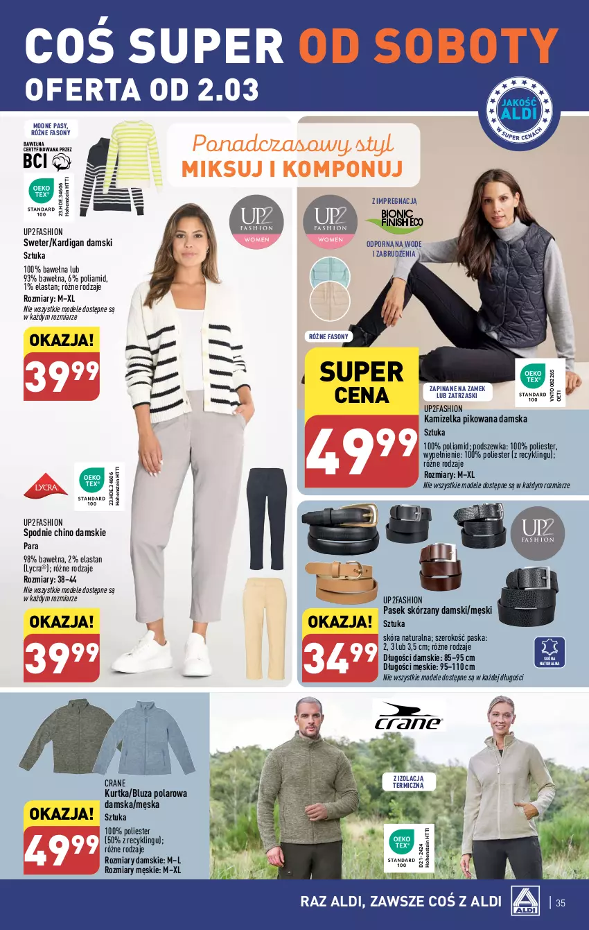 Gazetka promocyjna Aldi - Pełna oferta - ważna 26.02 do 02.03.2024 - strona 35 - produkty: Bluza, Bluza polarowa, Fa, Kamizelka, Kardigan, Kurtka, Pasek, Por, Sony, Spodnie, Sweter, Wełna