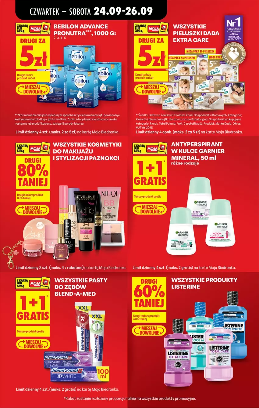 Gazetka promocyjna Biedronka - Od Czwartku - ważna 24.09 do 30.09.2026 - strona 17 - produkty: Antyperspirant, BEBILON, Blend-a-Med, Dada, Dzieci, Fa, Garnier, Gra, Karmi, Majtki, Makijaż, Mleko, O nas, Pieluchomajtki, Pieluchy, Por