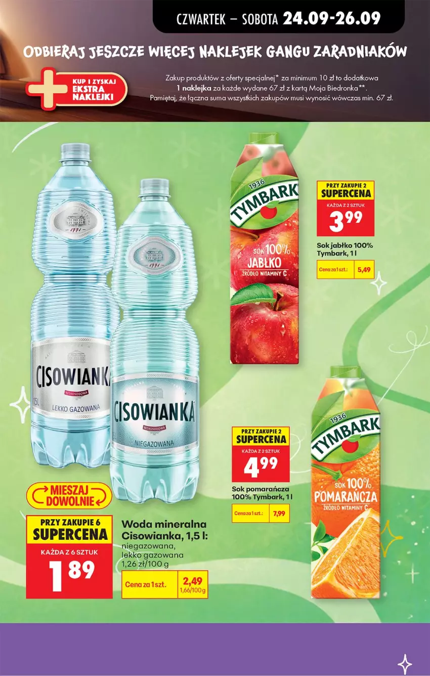 Gazetka promocyjna Biedronka - Od Czwartku - ważna 24.09 do 30.09.2026 - strona 29 - produkty: Cisowianka, Klej, Mięta, Mus, Sok, Tymbark, Woda, Woda mineralna