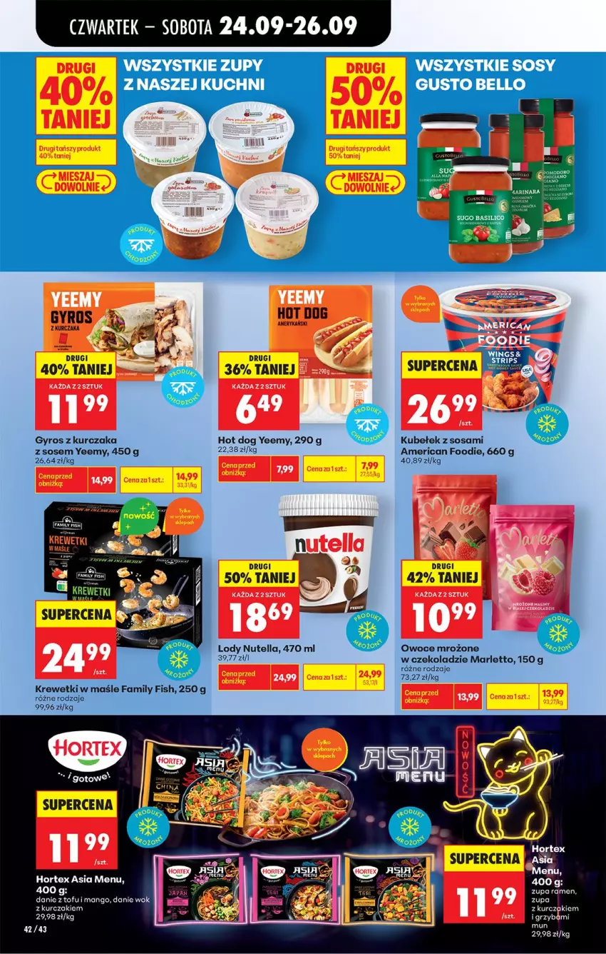 Gazetka promocyjna Biedronka - Od Czwartku - ważna 24.09 do 30.09.2026 - strona 62 - produkty: Bell, Fa, Gyros, Hortex, Hot dog, Kurczak, Lody, Mango, Nutella, Owoce, Sos, Tofu, Zupa