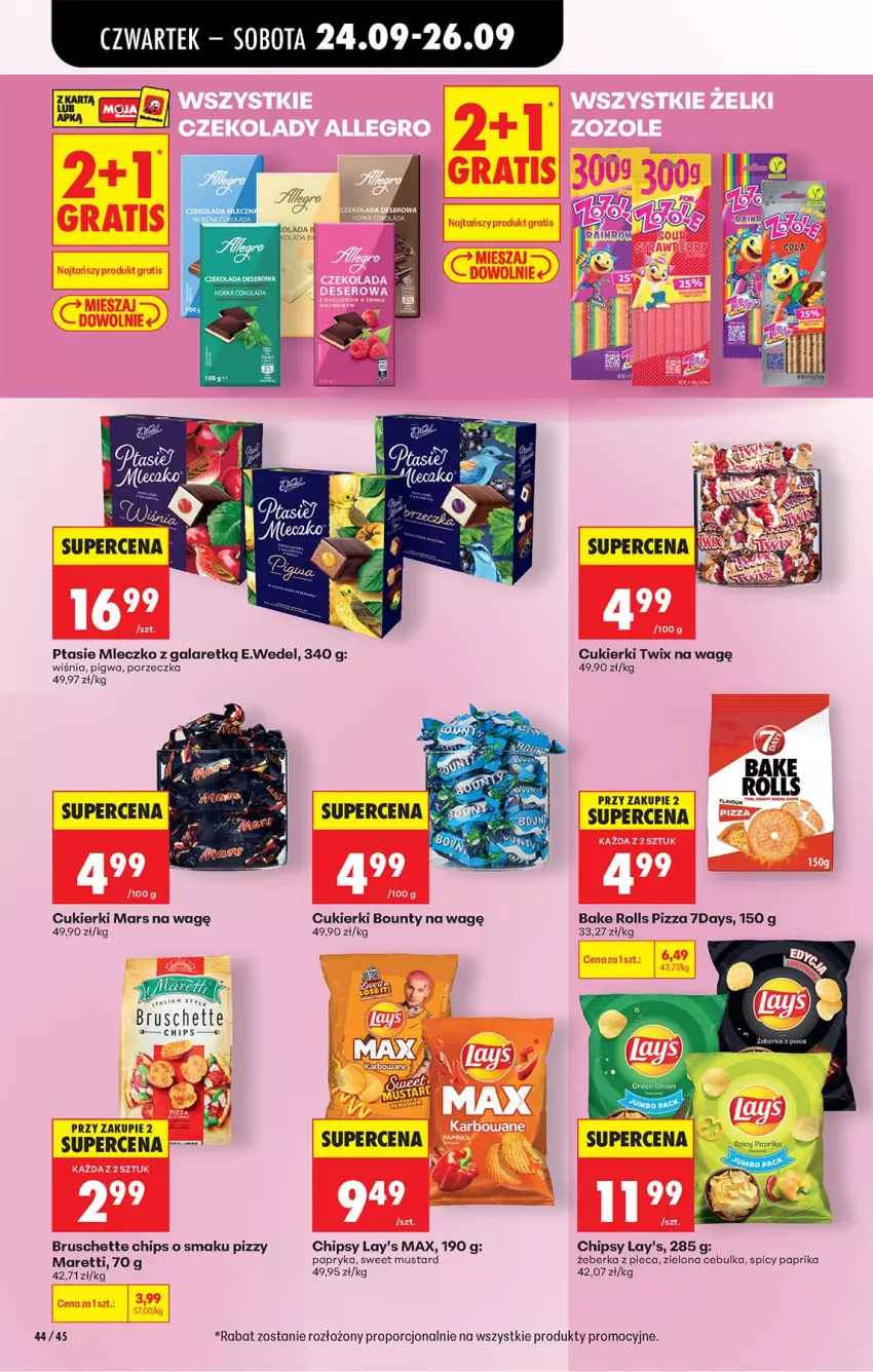 Gazetka promocyjna Biedronka - Od Czwartku - ważna 24.09 do 30.09.2026 - strona 66 - produkty: Bake Rolls, Bounty, Bruschette, Chipsy, Cukier, Cukierki, Gala, LG, Mars, Mleczko, Mus, Papryka, Piec, Pizza, Por, Ptasie mleczko, Twix