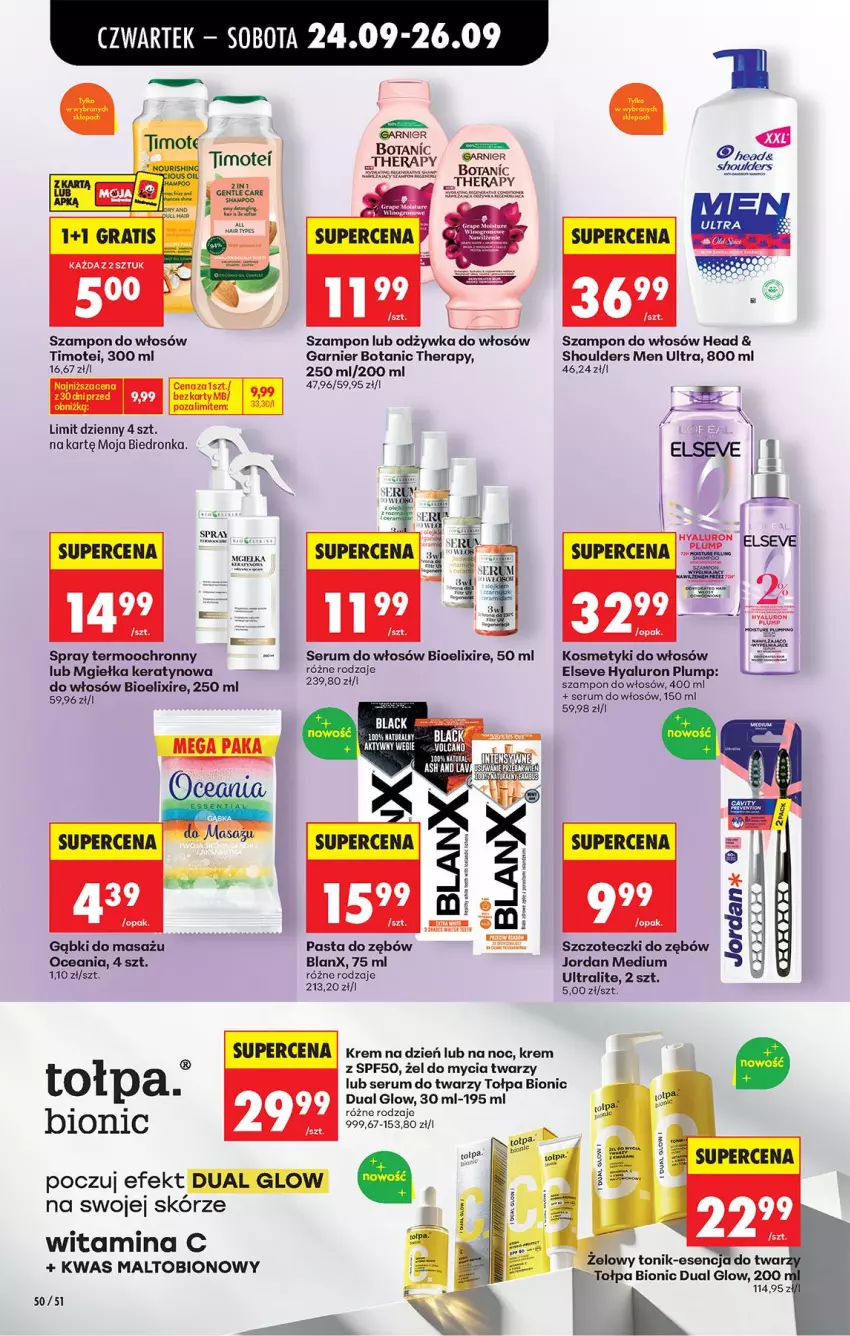 Gazetka promocyjna Biedronka - Od Czwartku - ważna 24.09 do 30.09.2026 - strona 76 - produkty: Elseve, Fa, Garnier, Gra, HP, Krem na dzień, Lack, Odżywka, Pasta do zębów, Por, Portal, Rum, Ser, Serum, Serum do twarzy, Serum do włosów, Szampon, Tołpa