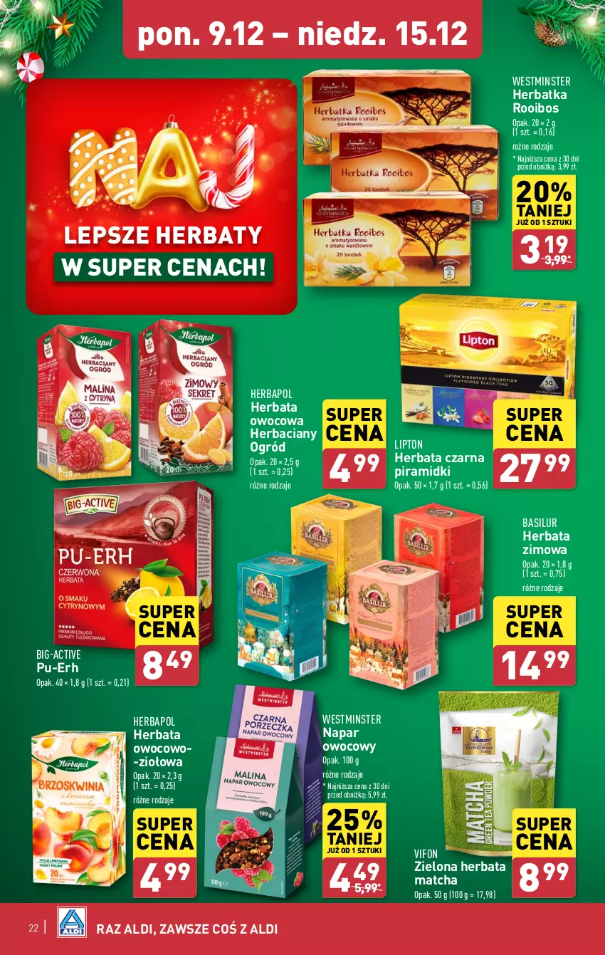 Gazetka promocyjna Aldi - Pełna oferta - ważna 09.12 do 15.12.2024 - strona 22 - produkty: Herbapol, Herbata, Herbata czarna, Herbata owocowa, Lipton, Ogród