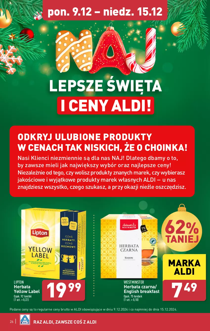 Gazetka promocyjna Aldi - Pełna oferta - ważna 09.12 do 15.12.2024 - strona 26 - produkty: Choinka, Fa, Herbata, Herbata czarna, Inka, Lipton