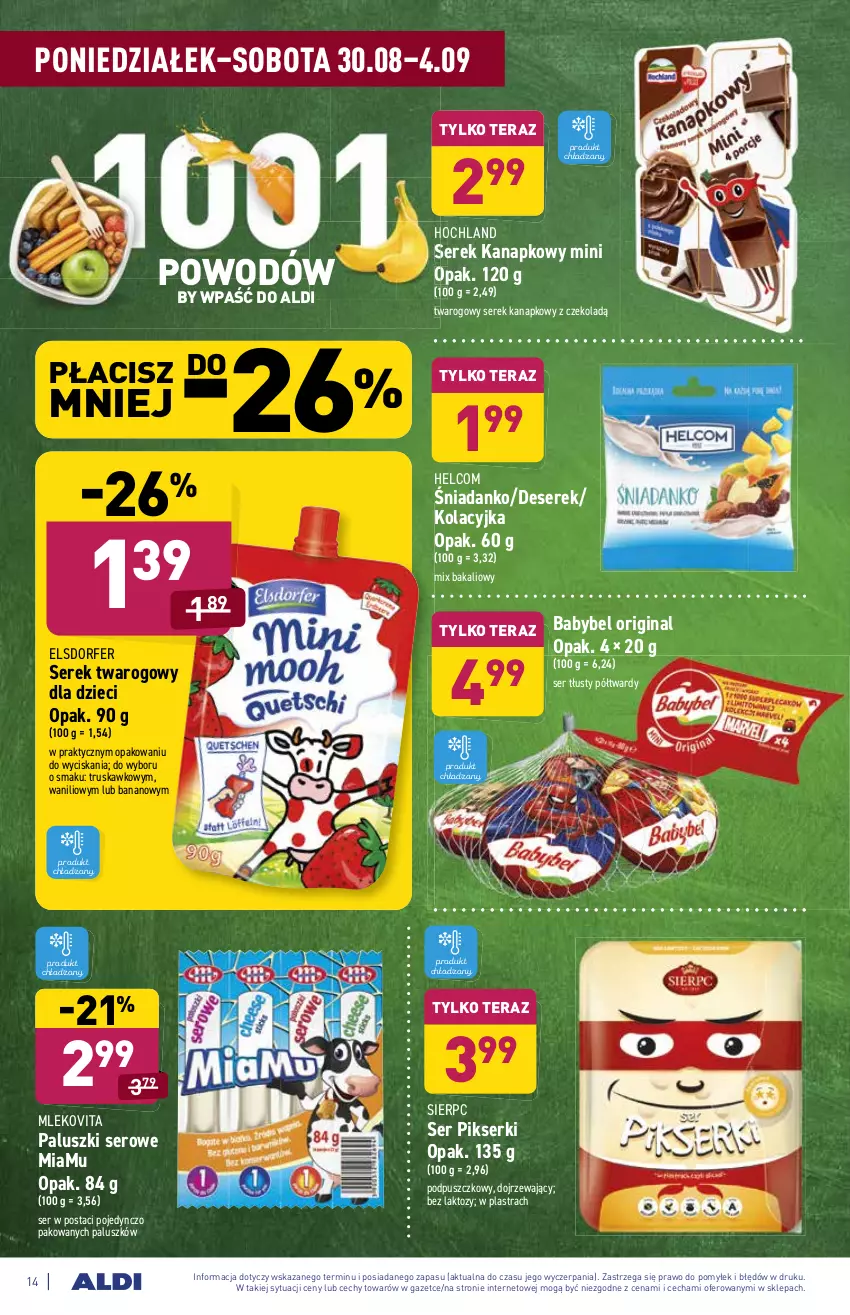 Gazetka promocyjna Aldi - ważna 30.08 do 04.09.2021 - strona 14 - produkty: Deser, Dzieci, Gin, HELCOM, Hochland, Mleko, Mlekovita, Ser, Serek, Serek kanapkowy, Serek twarogowy, Tera