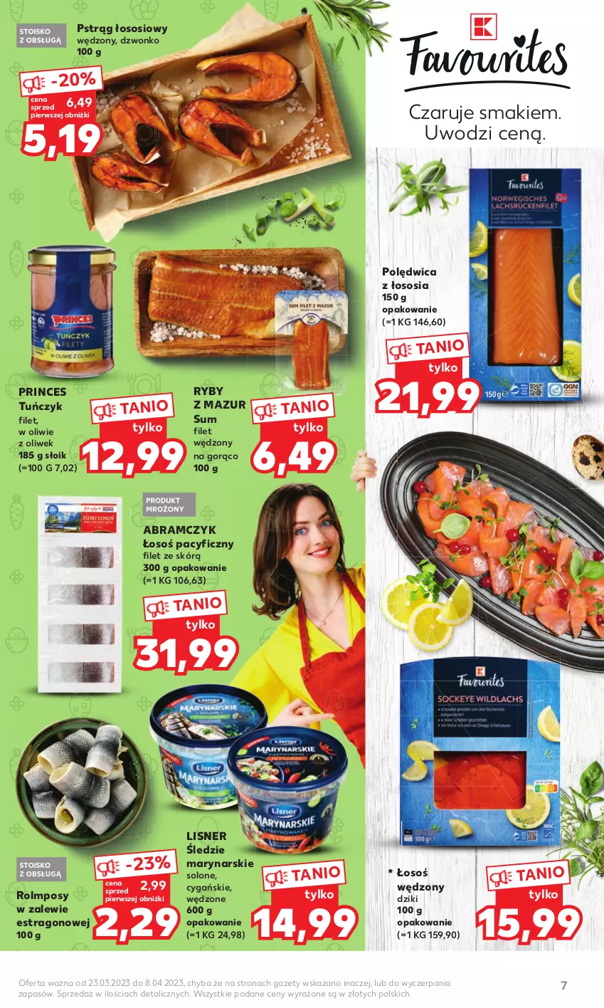 Gazetka promocyjna Kaufland - Oferta ważna od 23.03.2023 do 08.04.2023 lub do wyczerpania zapasów. - ważna 23.03 do 08.04.2023 - strona 7 - produkty: Lisner, Polędwica, Pstrąg, Pstrąg łososiowy, Sos, Tuńczyk