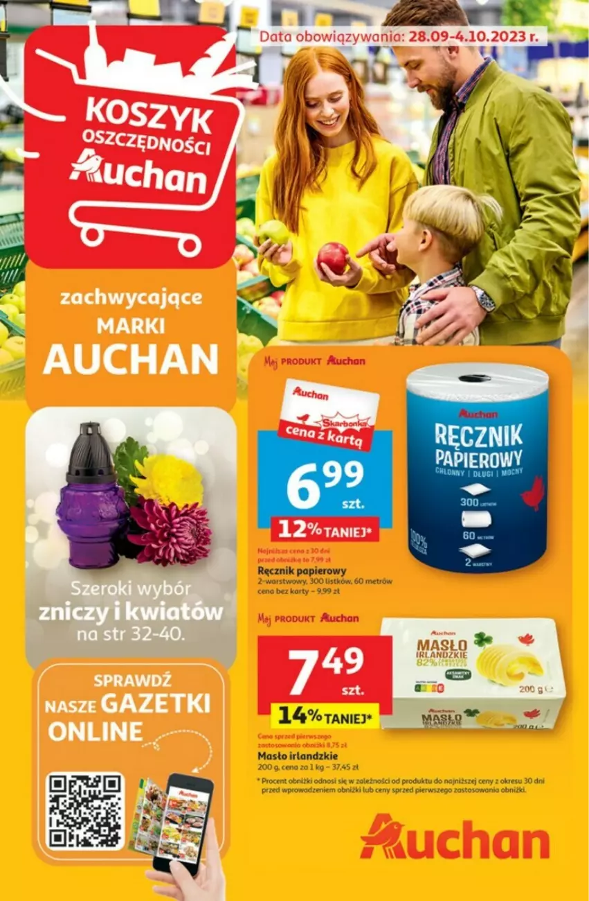 Gazetka promocyjna Auchan - ważna 28.09 do 04.10.2023 - strona 1 - produkty: Masło, Papier, Ręcznik