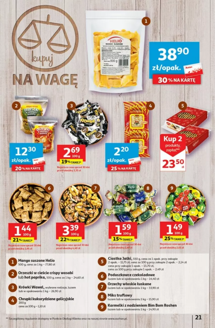 Gazetka promocyjna Auchan - ważna 28.09 do 04.10.2023 - strona 14 - produkty: Chrupki, Ciastka, Helio, Mango, Mango suszone, Orzechy włoskie, Orzeszki, Wasa, Wawel