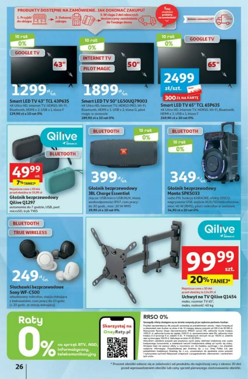 Gazetka promocyjna Auchan - ważna 28.09 do 04.10.2023 - strona 19 - produkty: Chrzan, Głośnik, Gry, JBL, LED TV, LG, Manta, Mikrofon, Por, Słuchawki, Słuchawki bezprzewodowe, Sony
