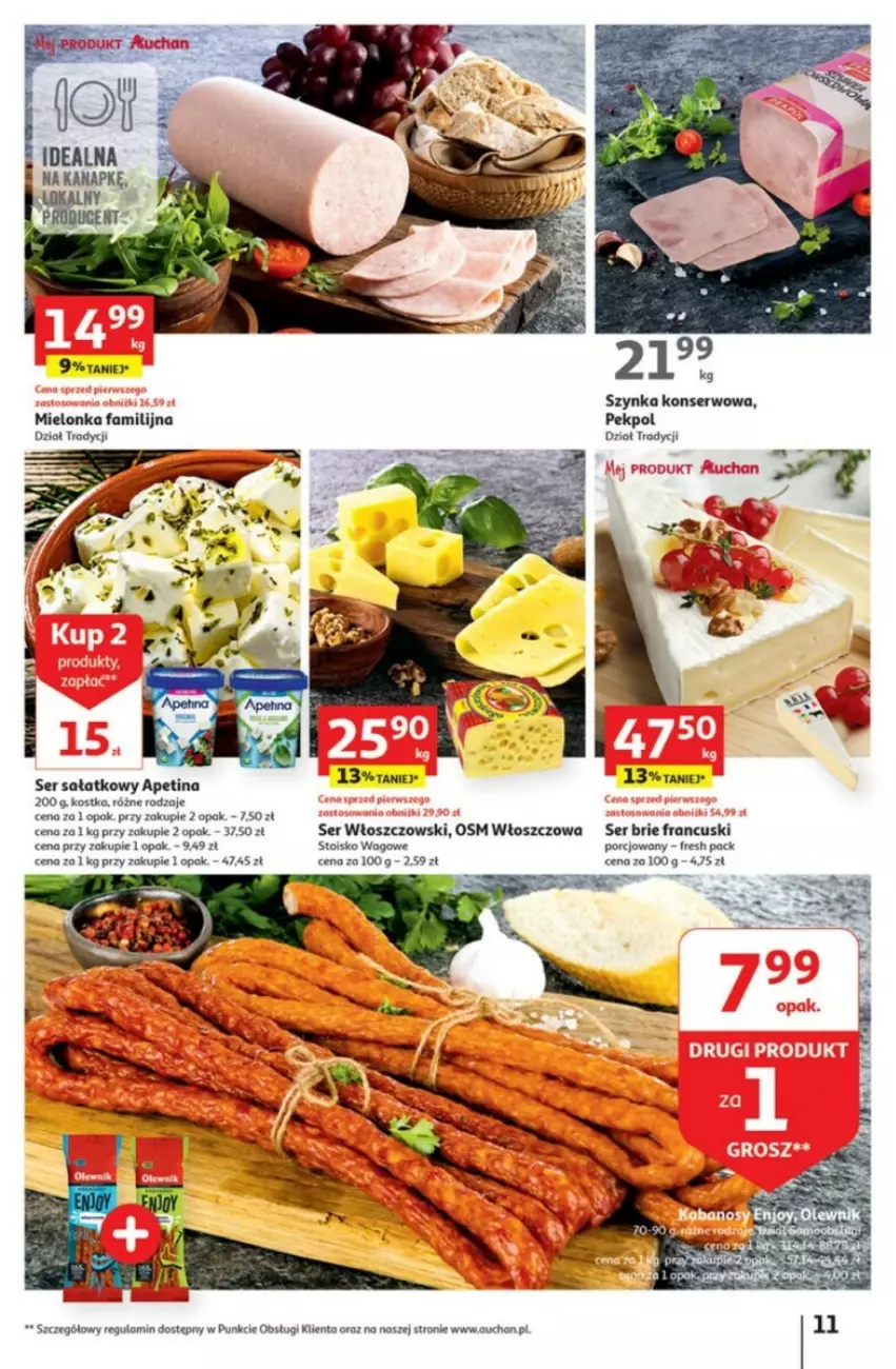 Gazetka promocyjna Auchan - ważna 28.09 do 04.10.2023 - strona 3 - produkty: Brie, Fa, Pekpol, Por, Sałat, Ser, Szynka, Szynka konserwowa, Włoszczowski