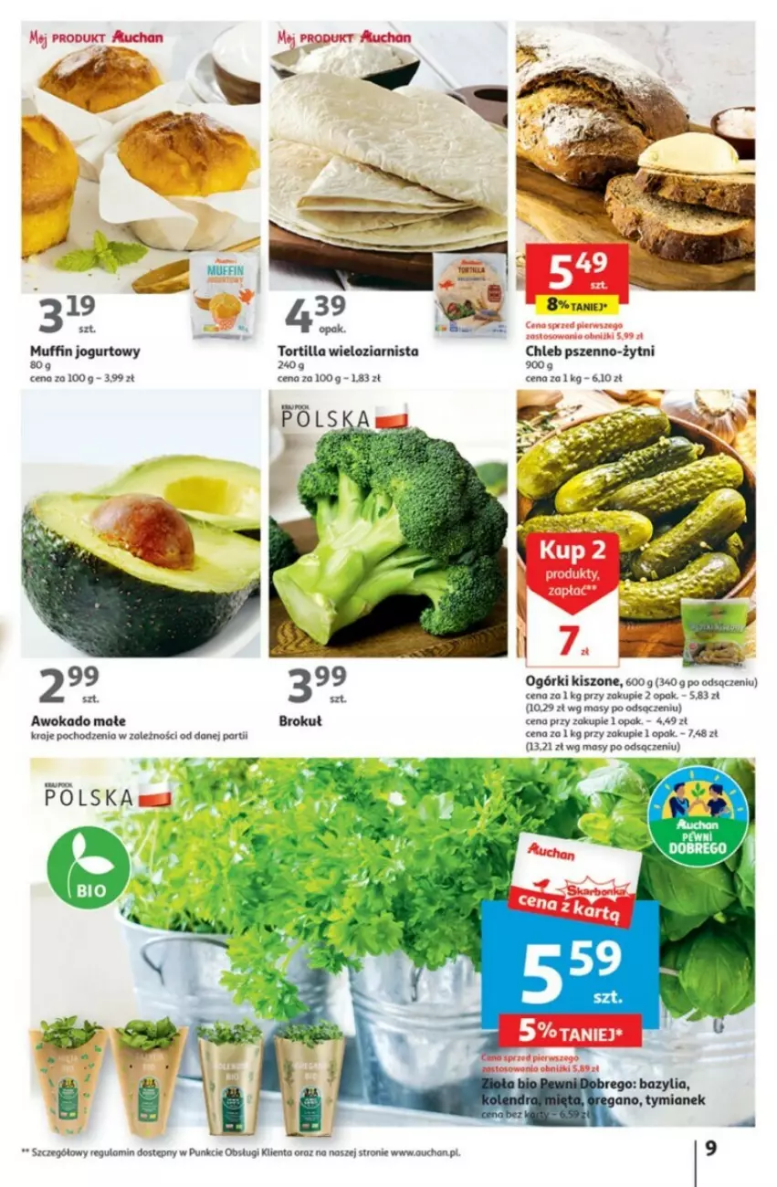 Gazetka promocyjna Auchan - ważna 28.09 do 04.10.2023 - strona 40 - produkty: Bazyl, Bazylia, Chleb, Jogurt, Tortilla