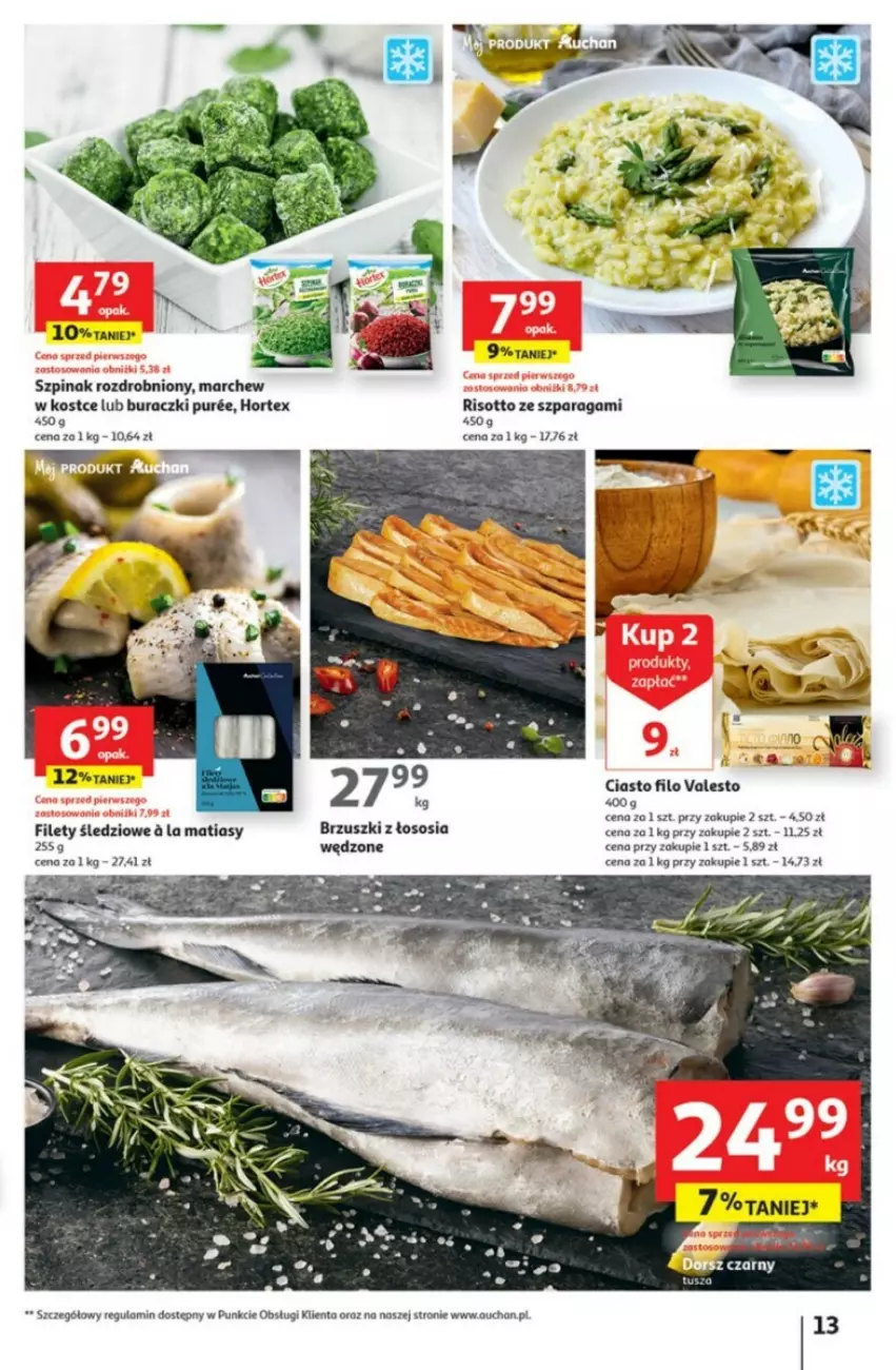 Gazetka promocyjna Auchan - ważna 28.09 do 04.10.2023 - strona 5 - produkty: Brzuszki z łososia, Buraczki, Hortex, Pur, Sos, Szpinak