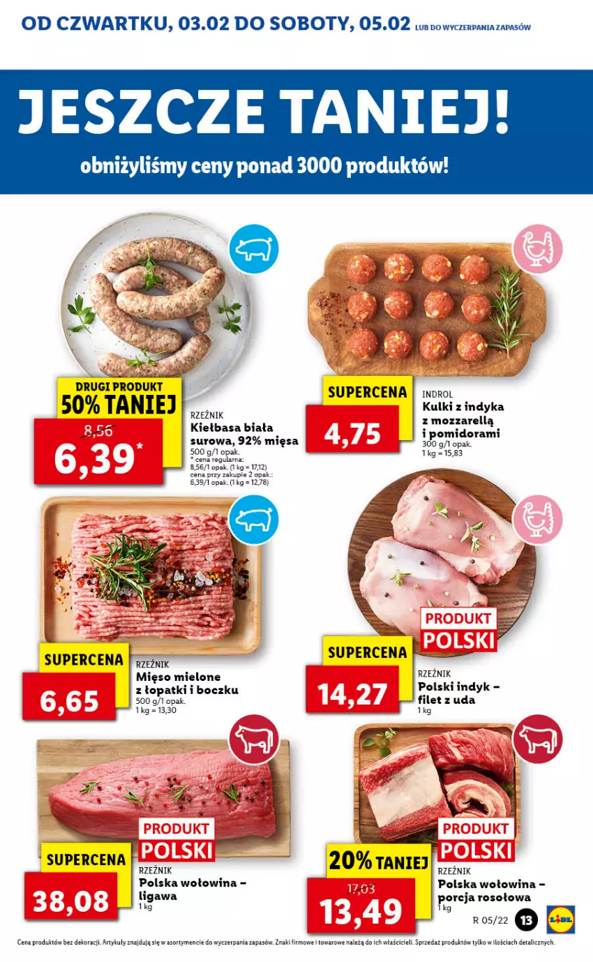 Gazetka promocyjna Lidl - GAZETKA - ważna 03.02 do 05.02.2022 - strona 13 - produkty: Kiełbasa, Kiełbasa biała, Mięso, Mięso mielone, Por, Wołowina