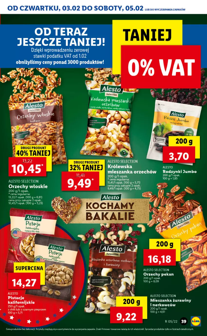 Gazetka promocyjna Lidl - GAZETKA - ważna 03.02 do 05.02.2022 - strona 39 - produkty: Orzechy włoskie, Pieprz, Pistacje, Rodzynki