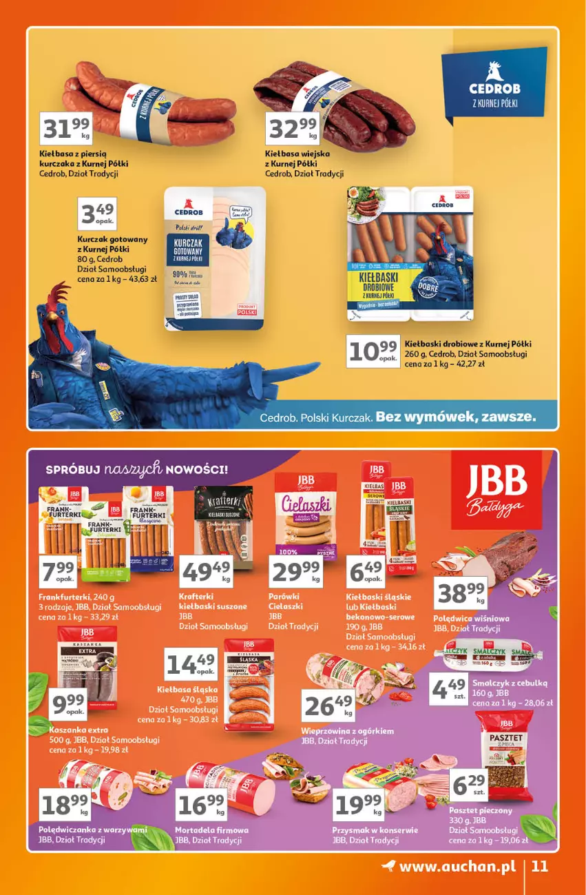 Gazetka promocyjna Auchan - Gazetka Znane Marki Lubiane Hipermarket Auchan - ważna 07.09 do 13.09.2023 - strona 11 - produkty: Kasza, Kiełbasa, Kiełbasa wiejska, Kurczak, Kurczak gotowany