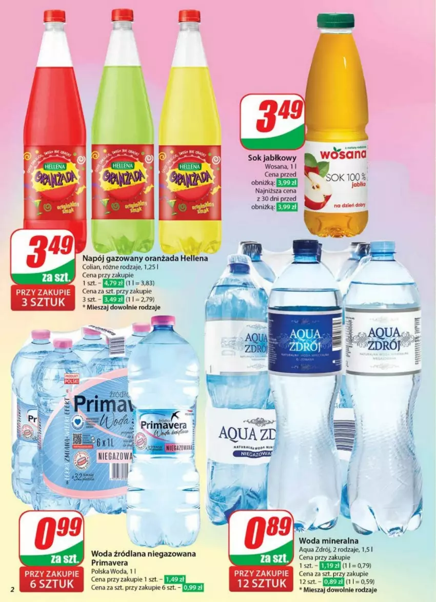 Gazetka promocyjna Dino - ważna 23.04 do 29.04.2025 - strona 12 - produkty: Hellena, LANA, Napój, Napój gazowany, Oranżada, Prima, Primavera, Sok, Sok jabłkowy, Woda, Woda mineralna, Wosana