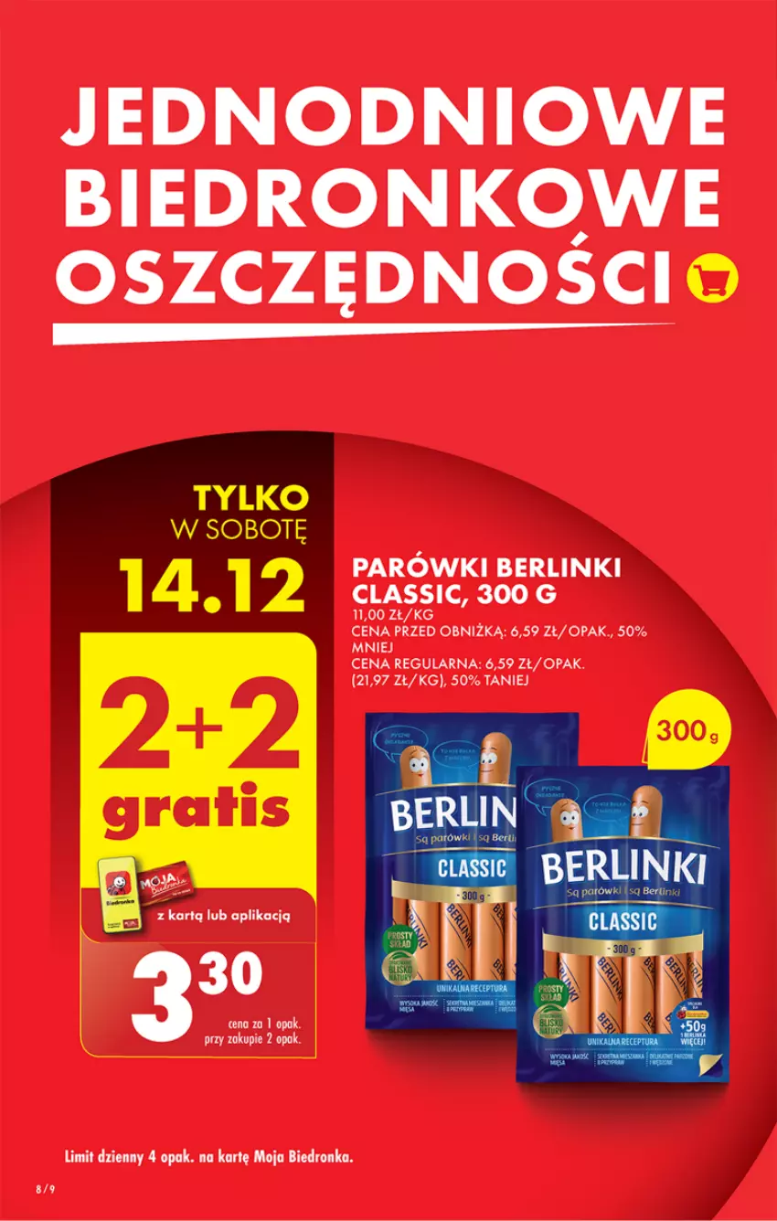 Gazetka promocyjna Biedronka - Od Czwartku - ważna 12.12 do 18.12.2024 - strona 8 - produkty: Berlinki, Parówki