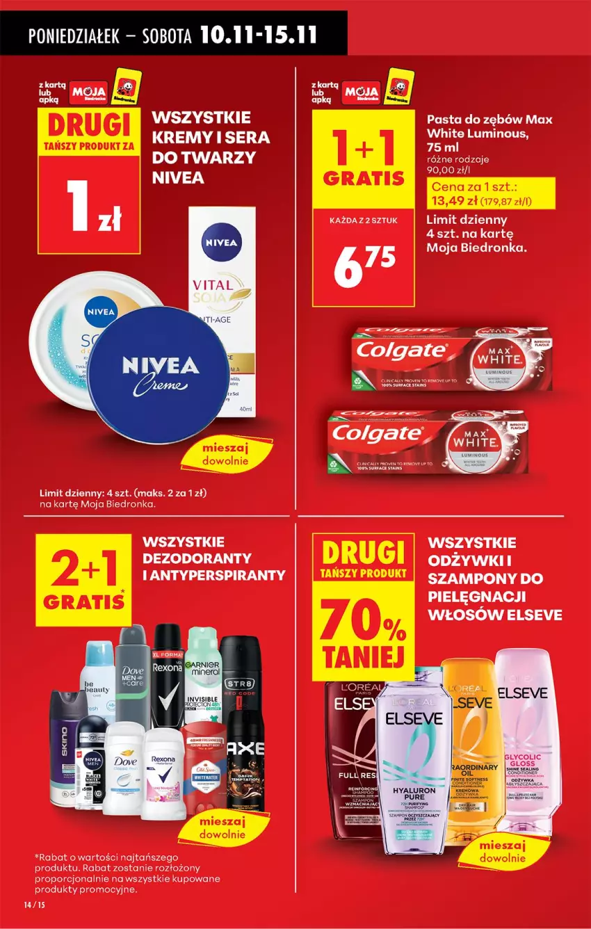 Gazetka promocyjna Biedronka - Od Poniedziałku - ważna 10.11 do 15.11.2025 - strona 14 - produkty: Antyperspirant, Dezodorant, Elseve, Gra, Pasta do zębów, Por, Szampon