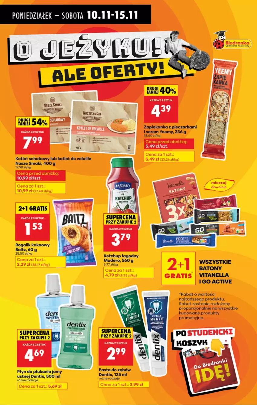 Gazetka promocyjna Biedronka - Od Poniedziałku - ważna 10.11 do 15.11.2025 - strona 51 - produkty: Gra, Kakao, Ketchup, Kotlet, Pasta do zębów, Piec, Pieczarka, Płyn do płukania, Por, Rogal, Ser, Zapiekanka