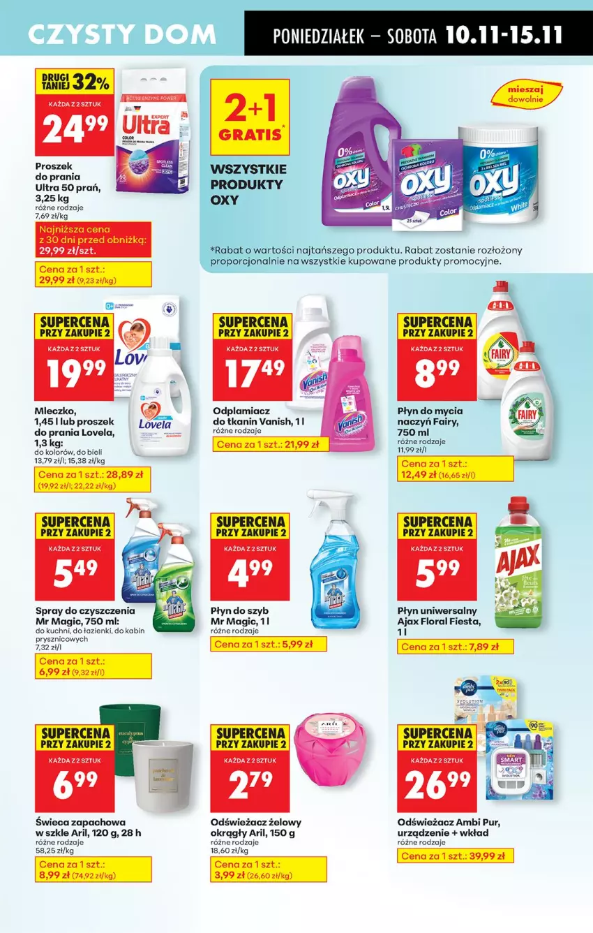 Gazetka promocyjna Biedronka - Od Poniedziałku - ważna 10.11 do 15.11.2025 - strona 75 - produkty: Ajax, Ambi Pur, Do mycia naczyń, Fa, Fairy, Flora, Gra, Lovela, Mleczko, Odplamiacz, Płyn do mycia, Płyn do mycia naczyń, Płyn do szyb, Proszek do prania, Pur, Spray do czyszczenia, Vanish