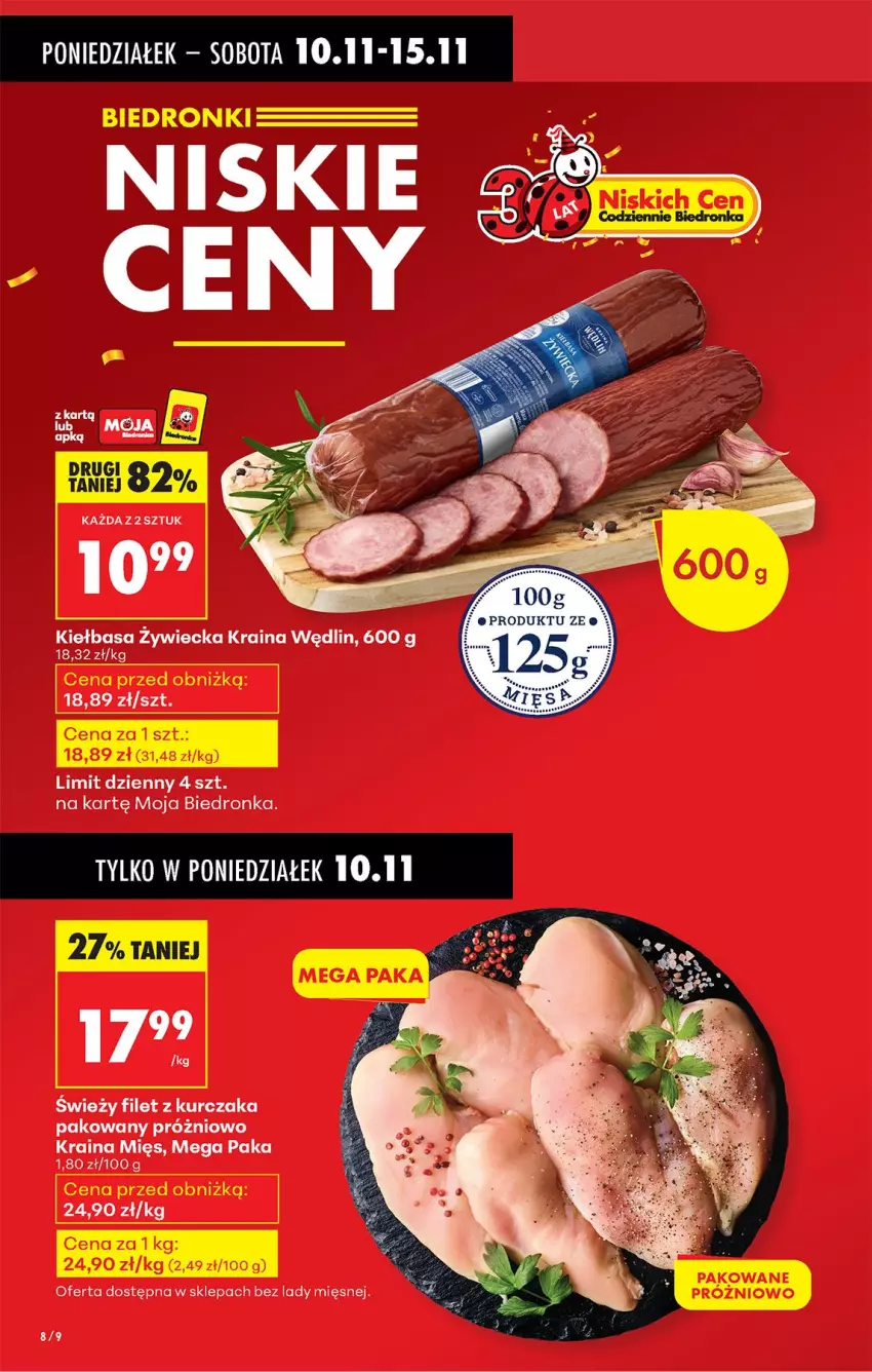 Gazetka promocyjna Biedronka - Od Poniedziałku - ważna 10.11 do 15.11.2025 - strona 8 - produkty: Kiełbasa, Kurczak