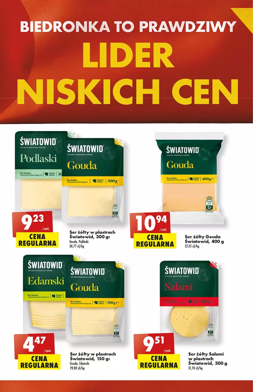 Gazetka promocyjna Biedronka - od Poniedziałku - ważna 07.08 do 12.08.2023 - strona 12 - produkty: Edam, Gouda, Koc, Podlaski, Por, Salami, Ser