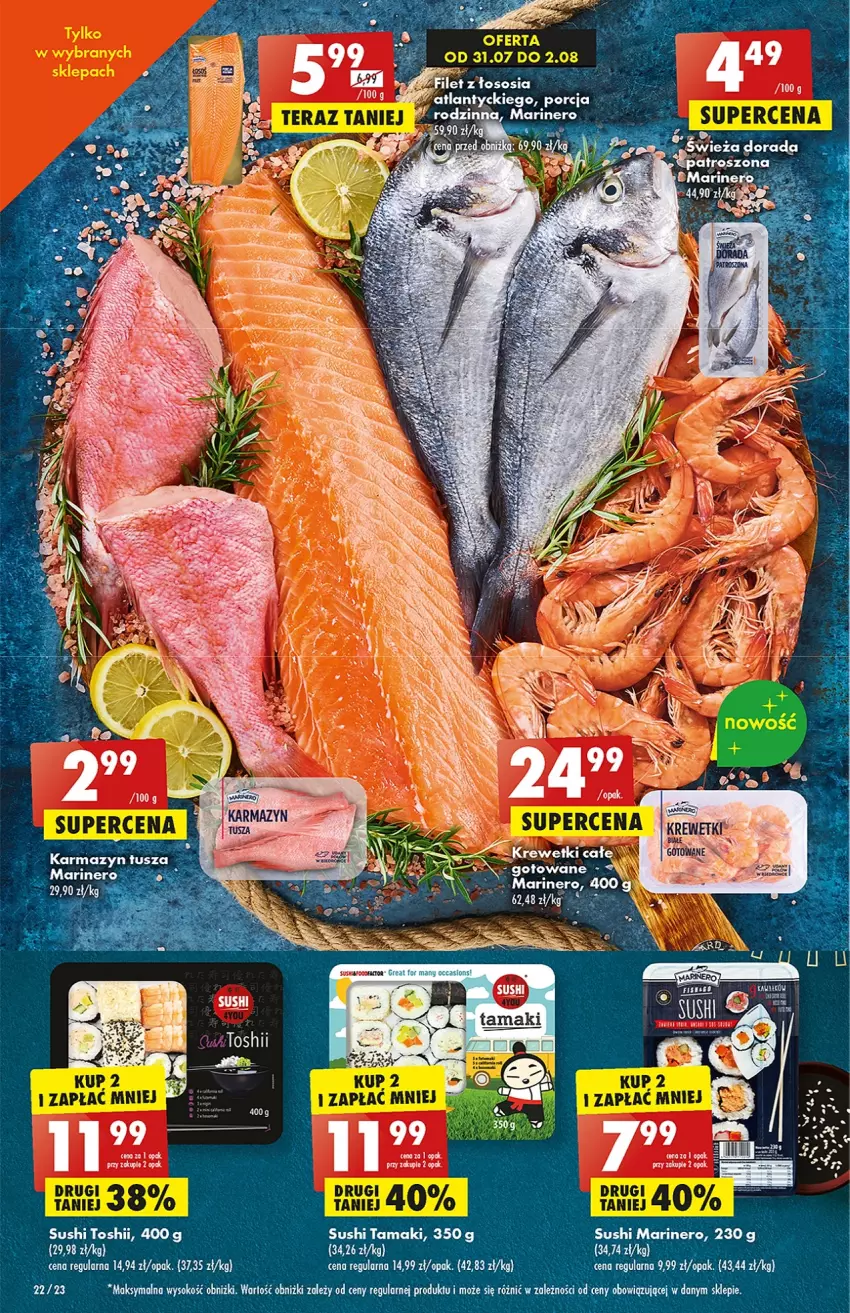 Gazetka promocyjna Biedronka - od Poniedziałku - ważna 07.08 do 12.08.2023 - strona 28 - produkty: Noż, Por, Sok, Sushi